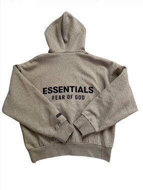 Fear of God ESSENTIALS Taupe Pullover Hoodie with Black Logo